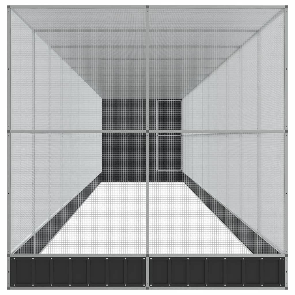 Voliere med forlengelse sølv 1244x203x216 cm stål