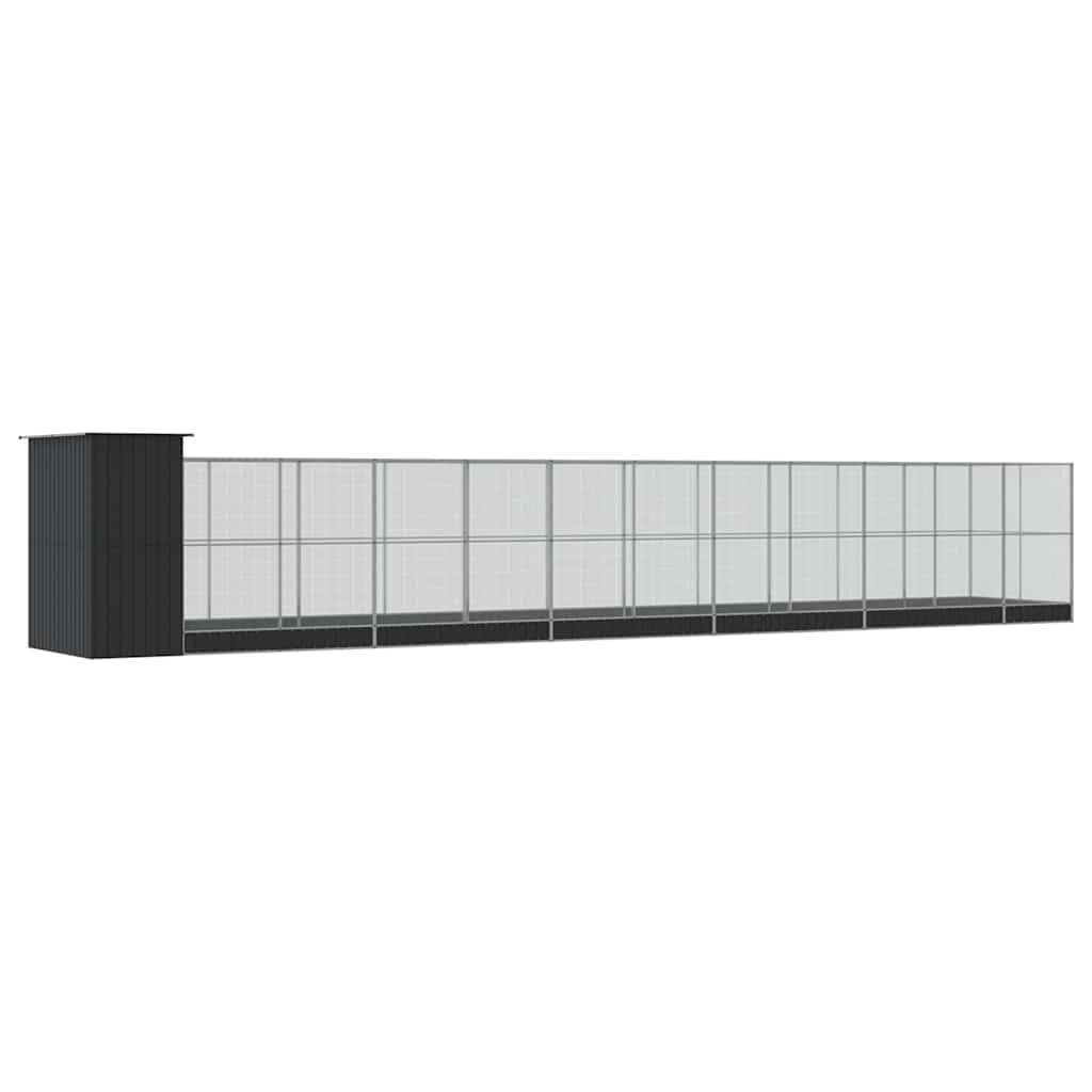 Voliere med forlengelse sølv 1244x203x216 cm stål