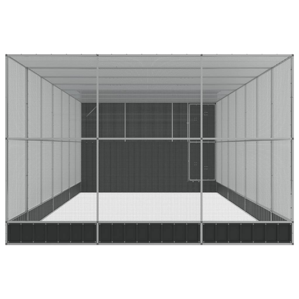 Voliere med forlengelse sølv 911x303x216 cm stål