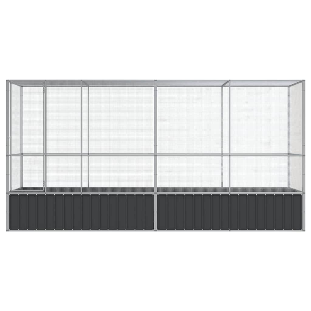 Voliere med forlengelse sølv 418,5x107x212 cm stål
