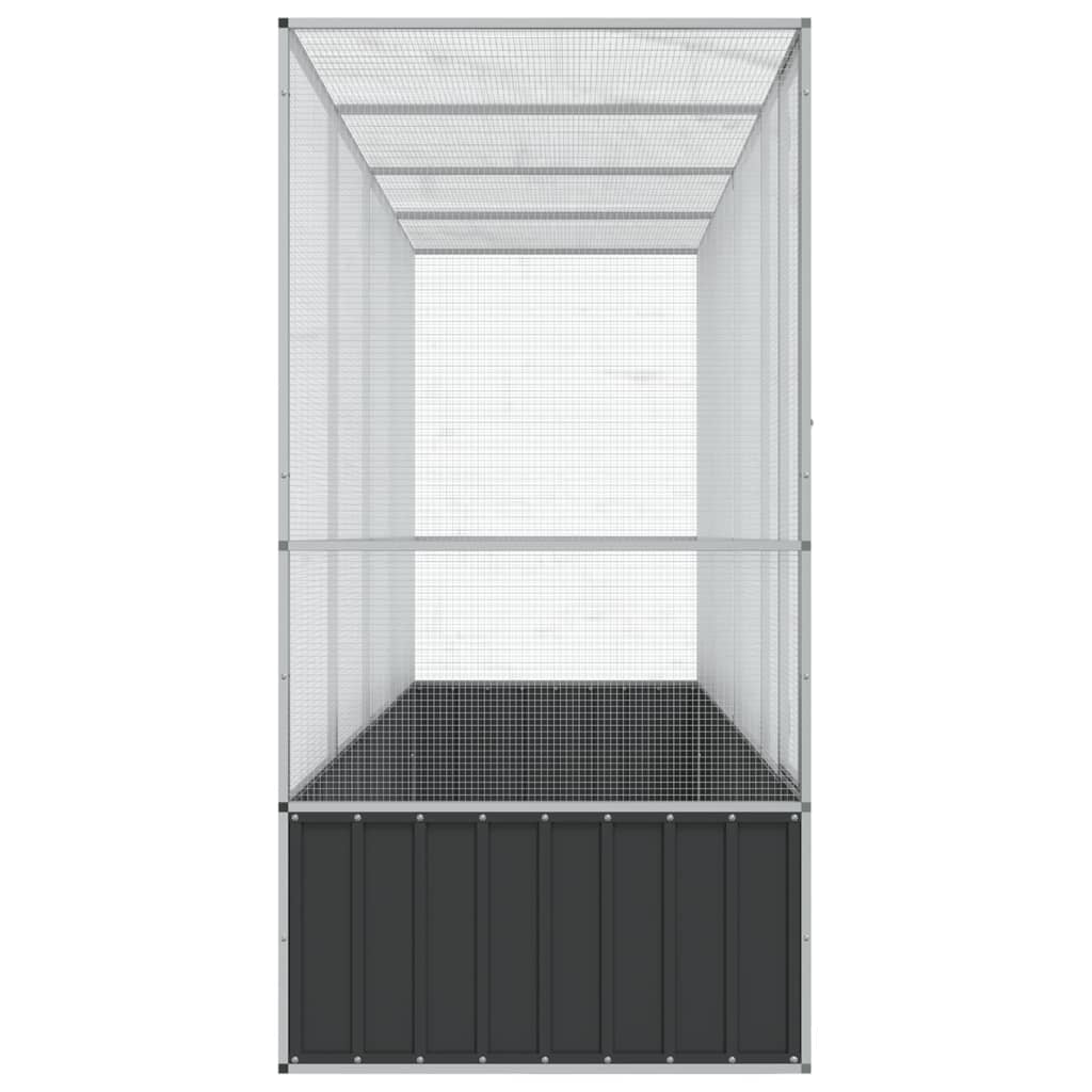 Voliere med forlengelse sølv 418,5x107x212 cm stål