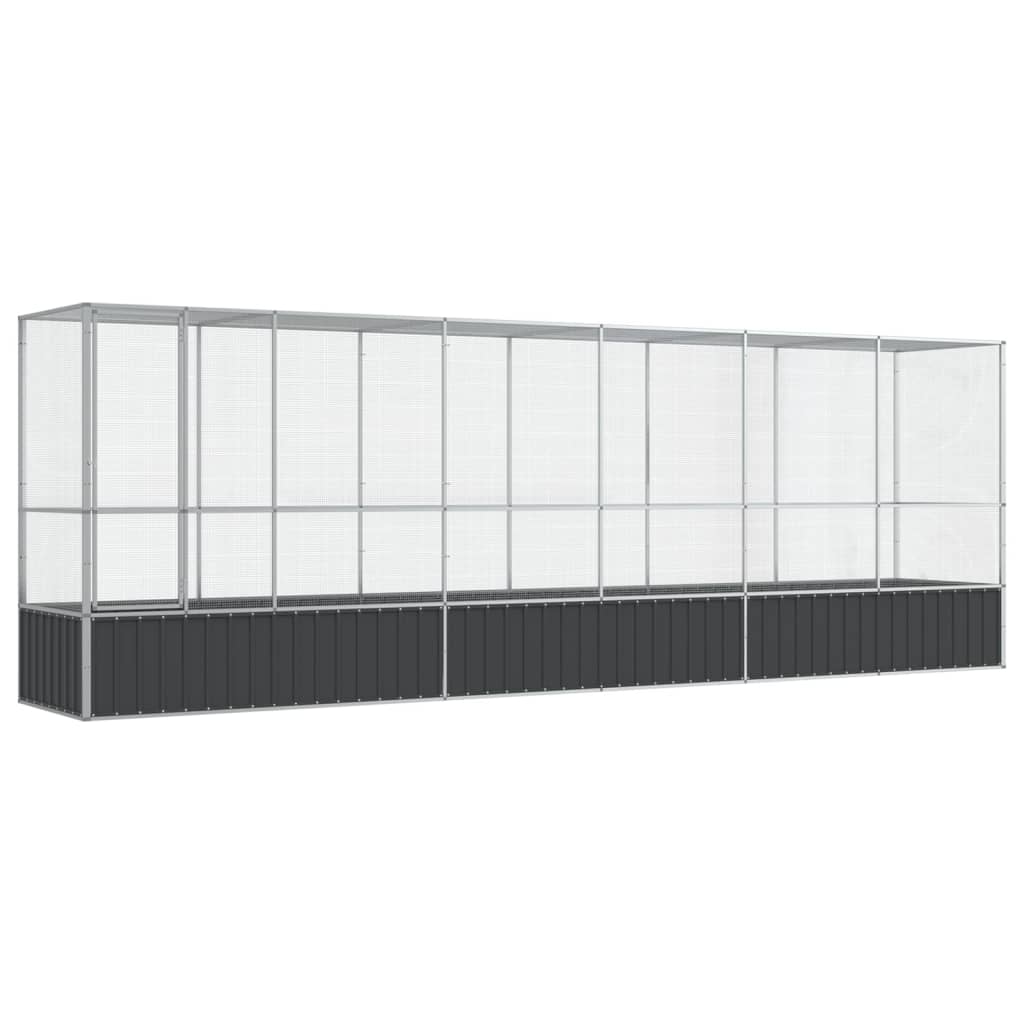Voliere med forlengelse sølv 626,5x107x212 cm stål