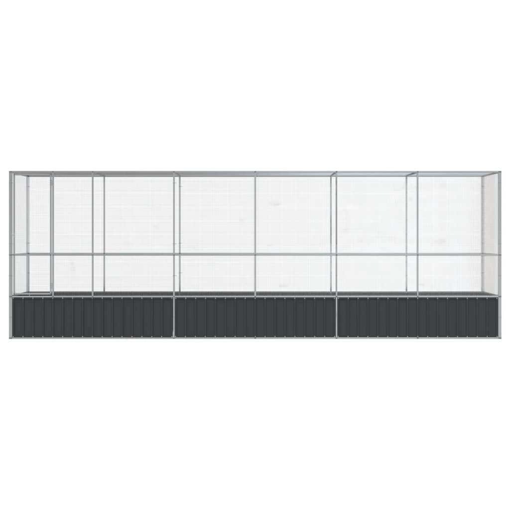 Voliere med forlengelse sølv 626,5x107x212 cm stål
