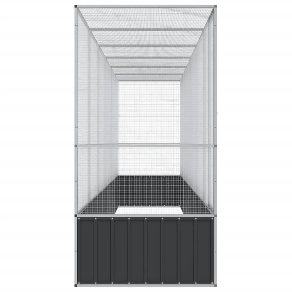 Voliere med forlengelse sølv 626,5x107x212 cm stål