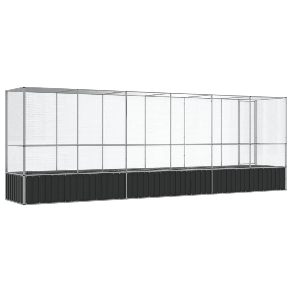 Voliere med forlengelse sølv 626,5x107x212 cm stål