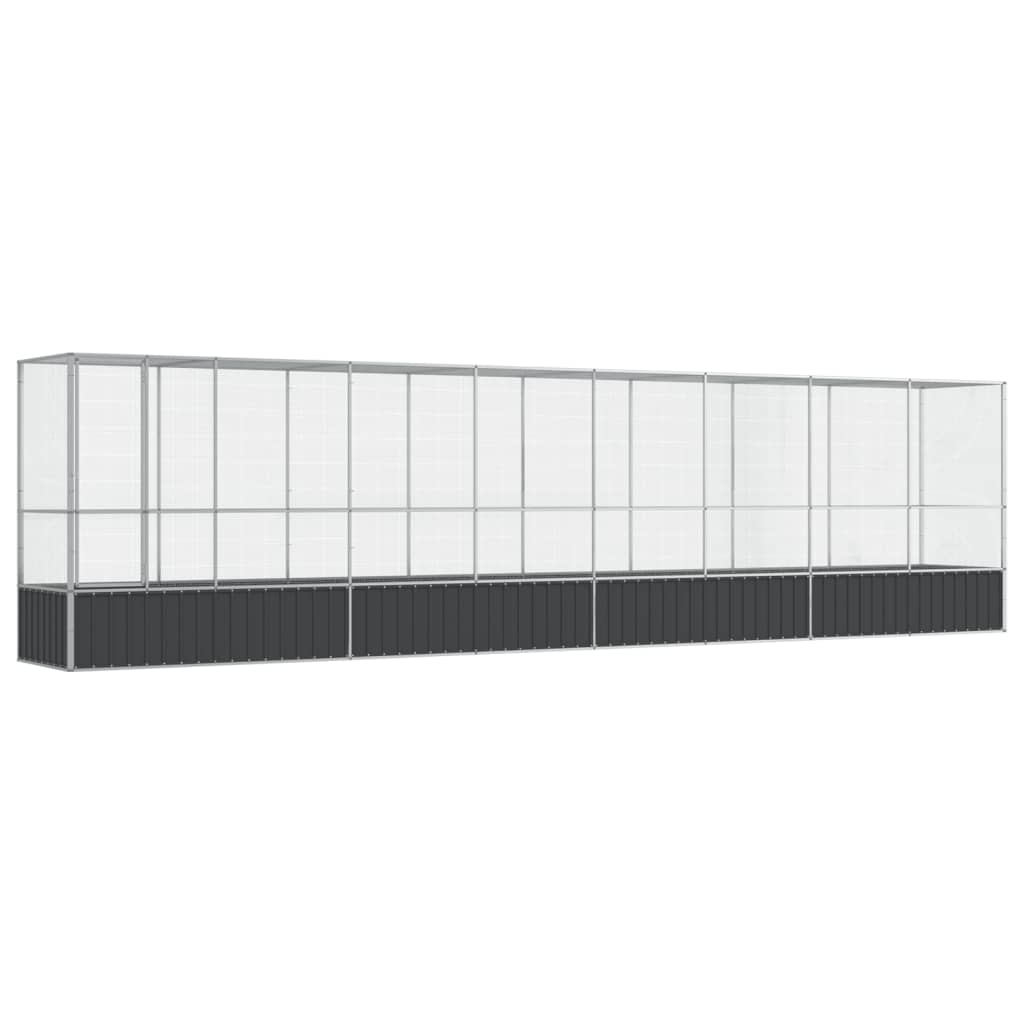 Voliere med forlengelse sølv 834,5x107x212 cm stål