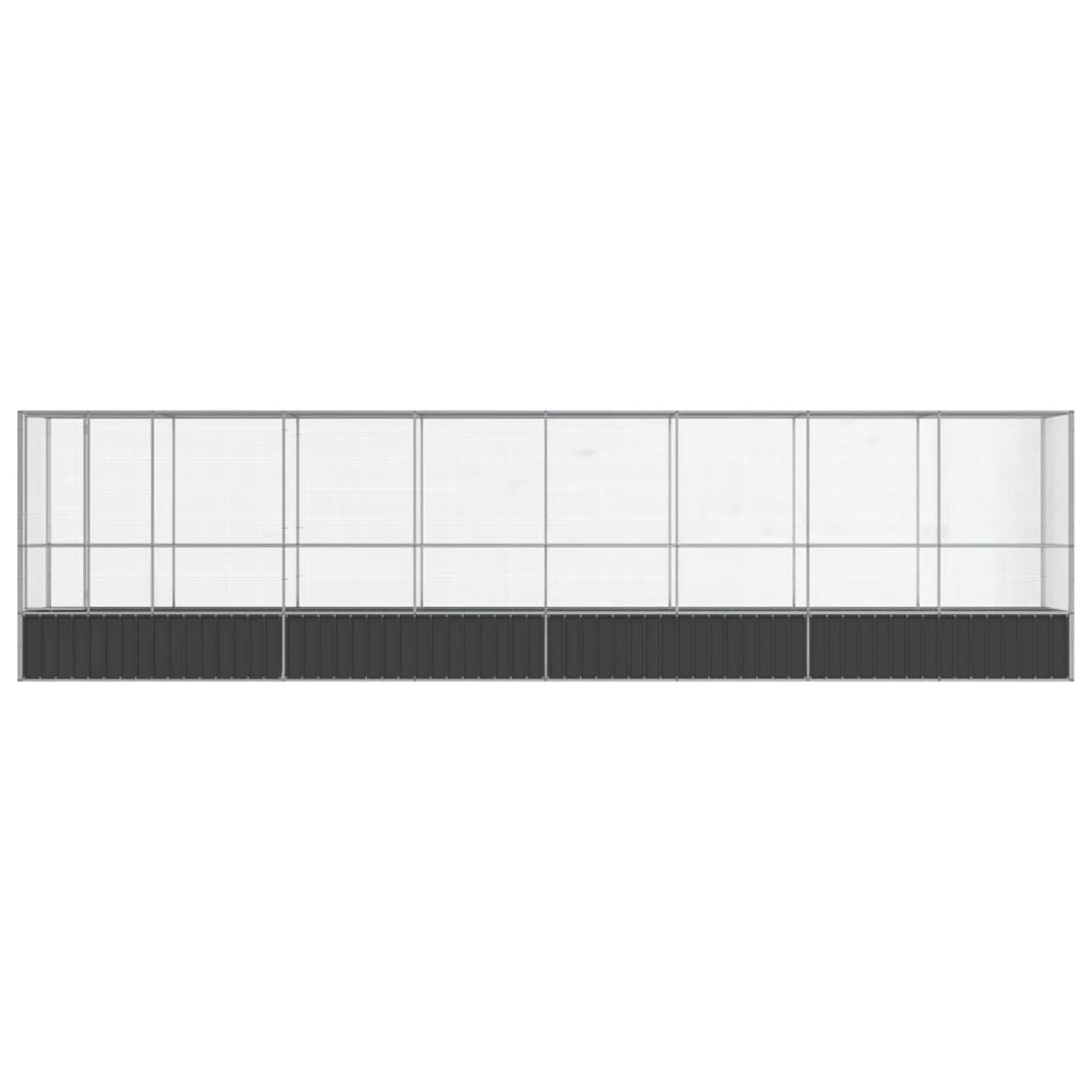 Voliere med forlengelse sølv 834,5x107x212 cm stål