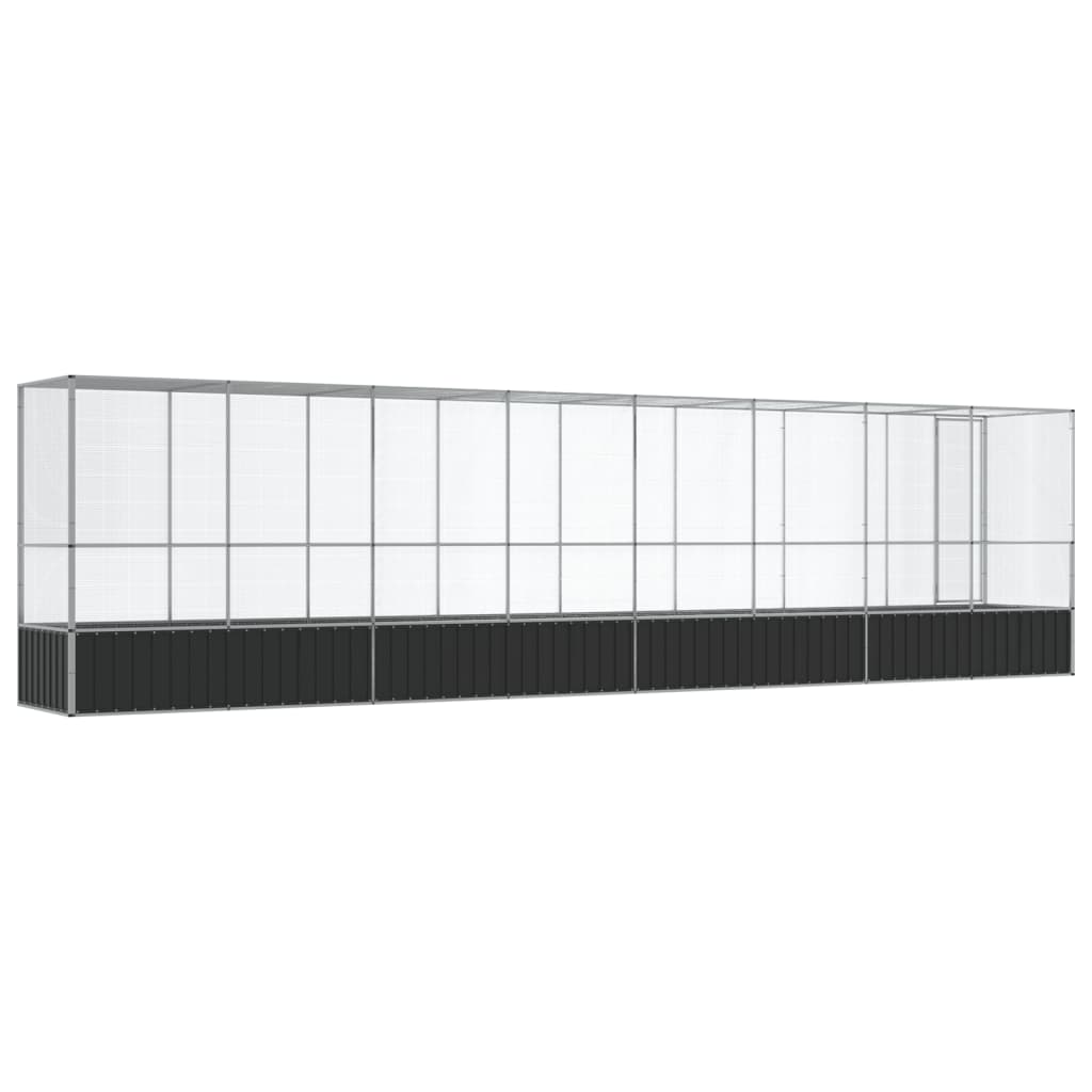 Voliere med forlengelse sølv 834,5x107x212 cm stål