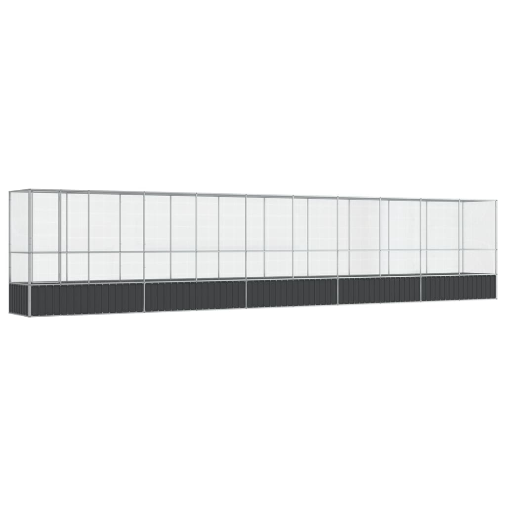 Voliere med forlengelse sølv 1042,5x107x212 cm stål