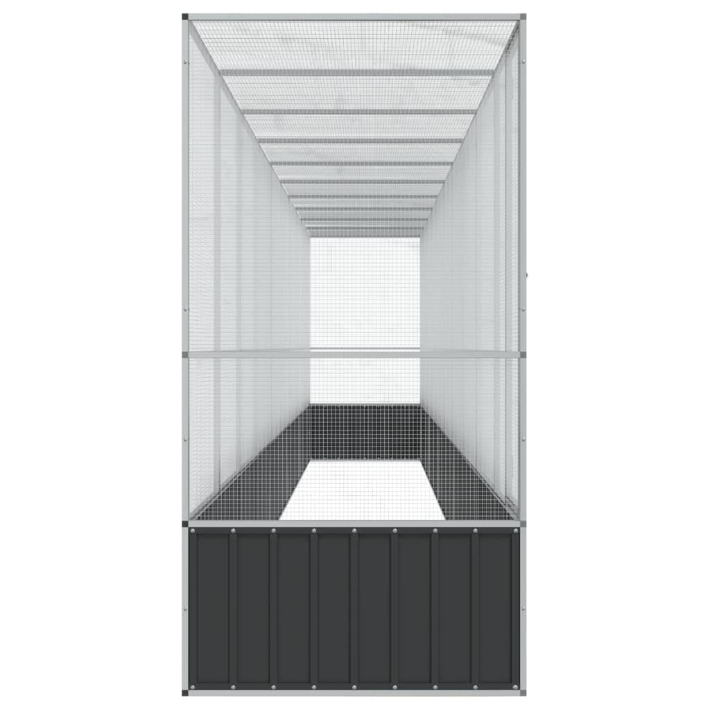 Voliere med forlengelse sølv 1042,5x107x212 cm stål
