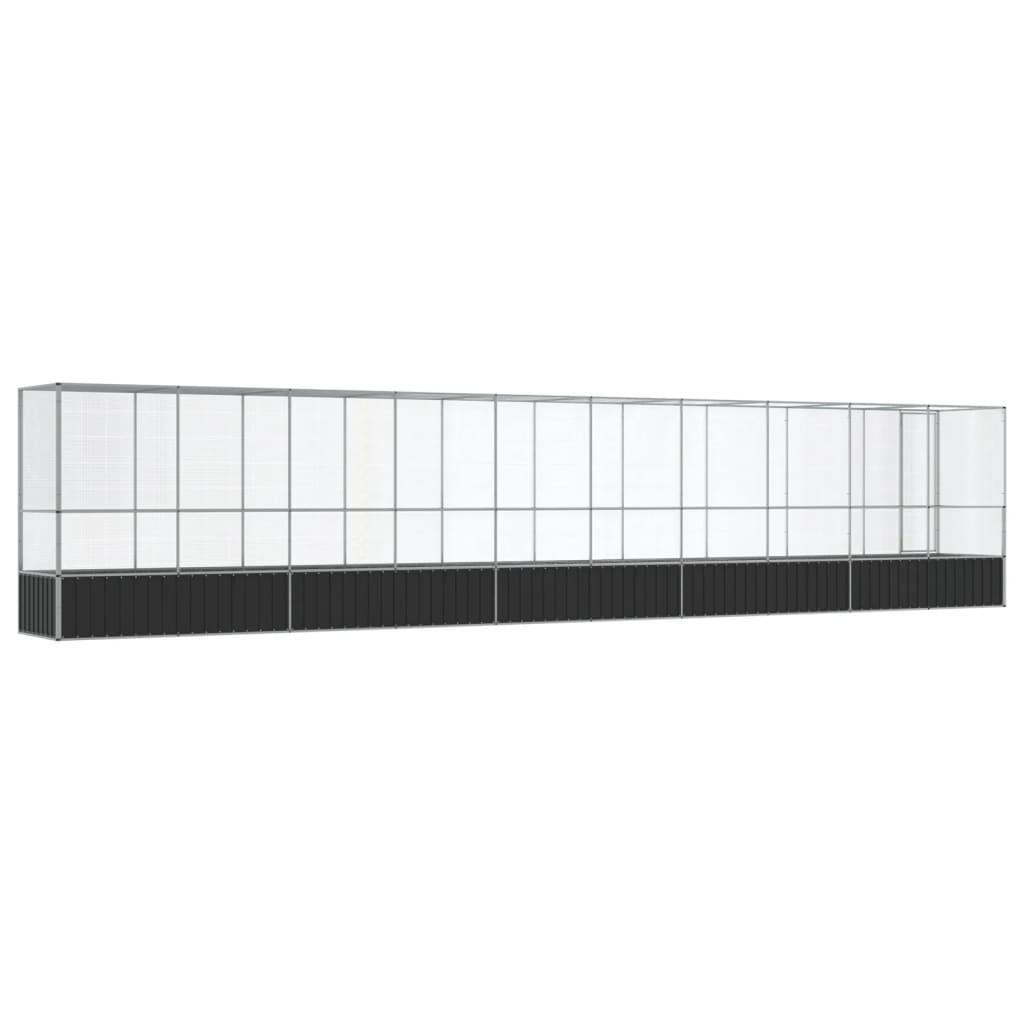 Voliere med forlengelse sølv 1042,5x107x212 cm stål
