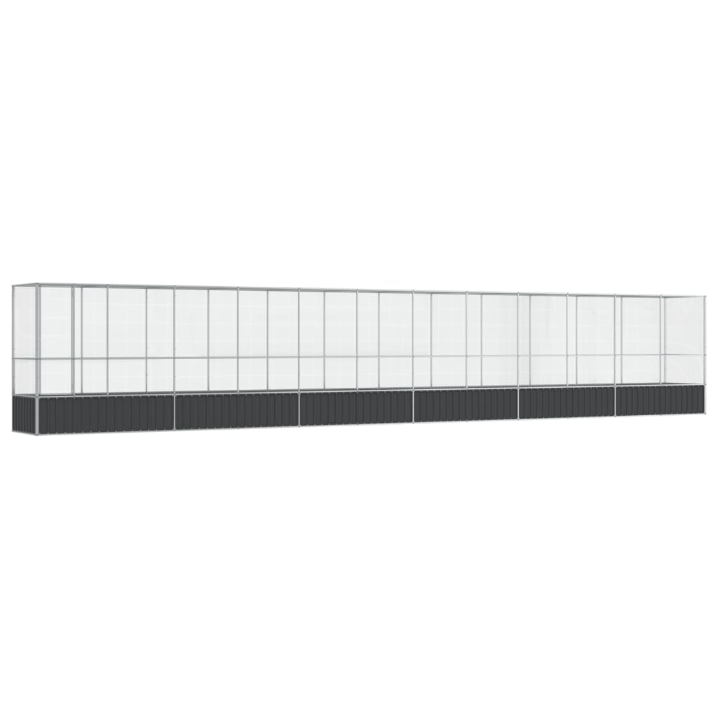 Voliere med forlengelse sølv 1250,5x107x212 cm stål