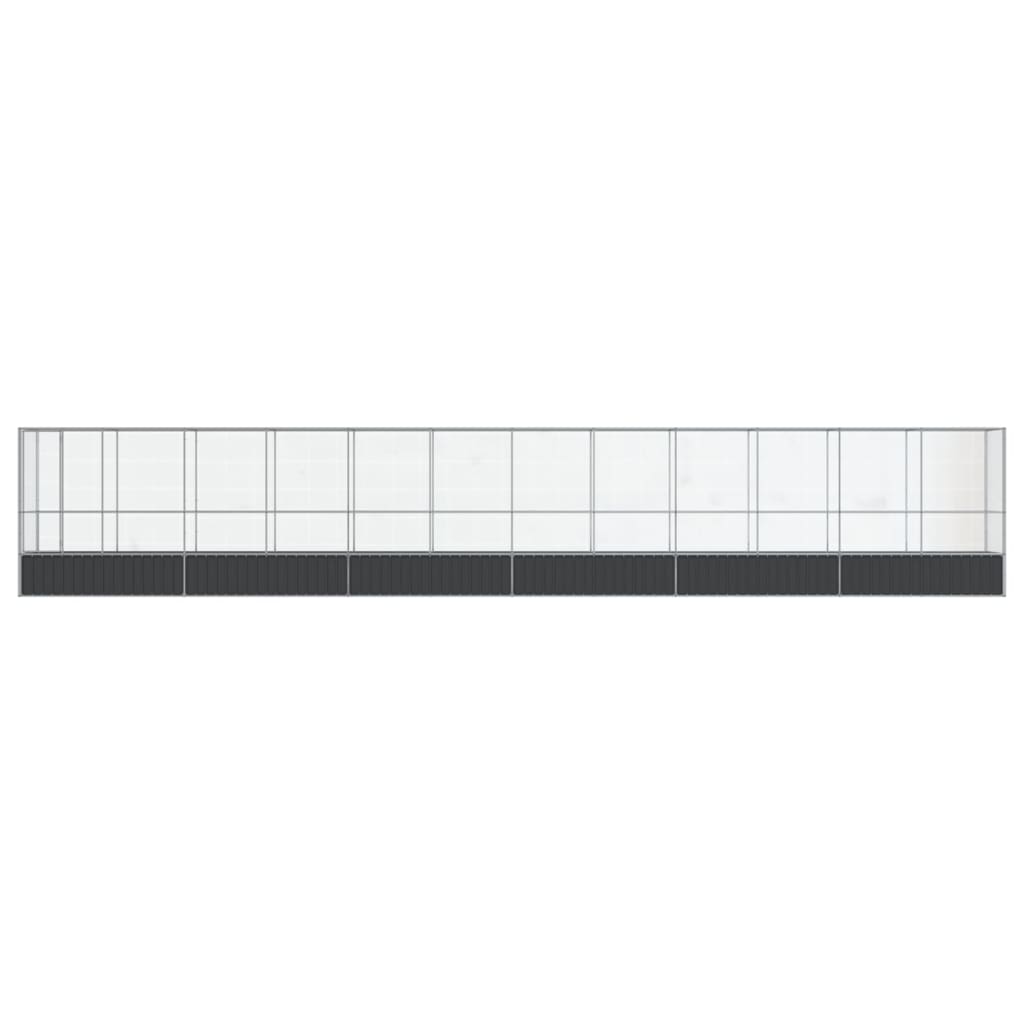 Voliere med forlengelse sølv 1250,5x107x212 cm stål