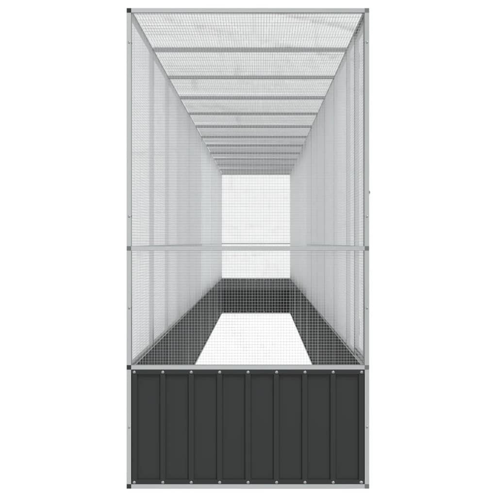 Voliere med forlengelse sølv 1250,5x107x212 cm stål