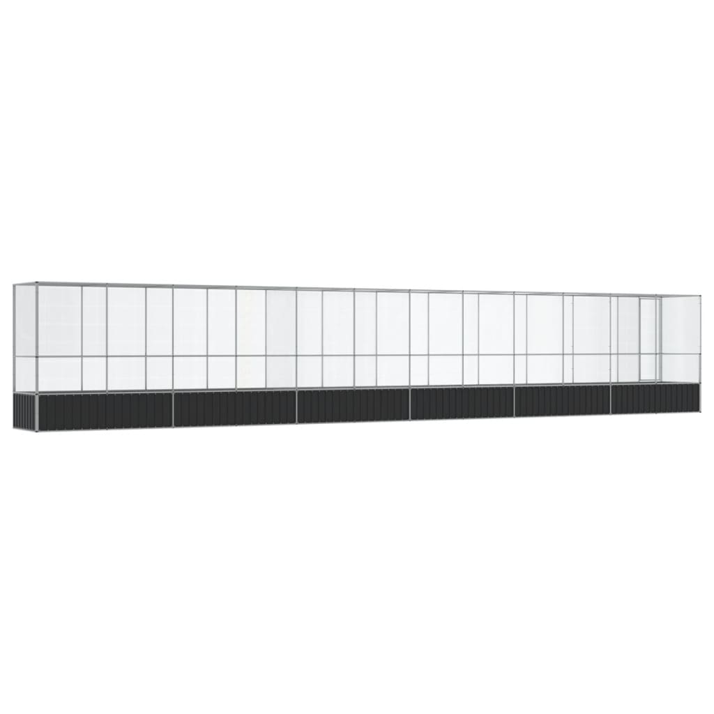 Voliere med forlengelse sølv 1250,5x107x212 cm stål