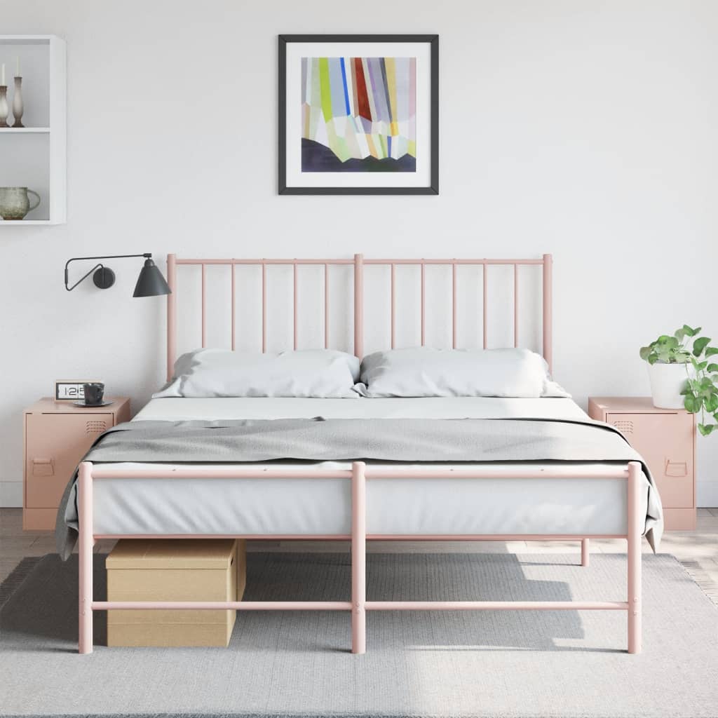 Nattbord 2 stk rosa 34,5x39x44 cm stål