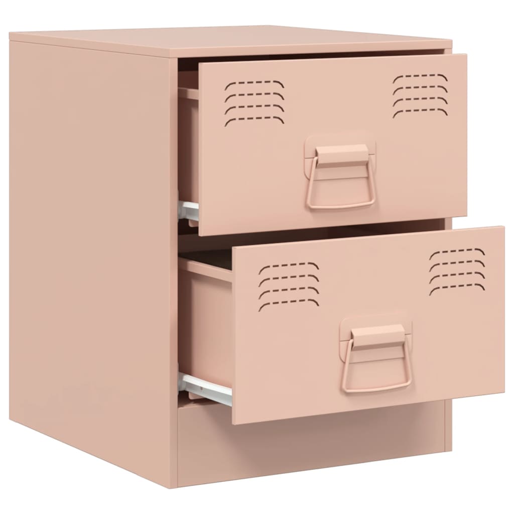 Nattbord 2 stk rosa 34,5x39x44 cm stål