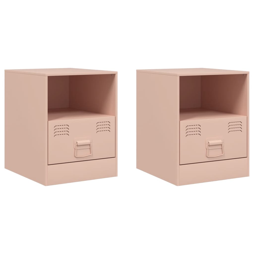 Nattbord 2 stk rosa 34,5x39x44 cm stål