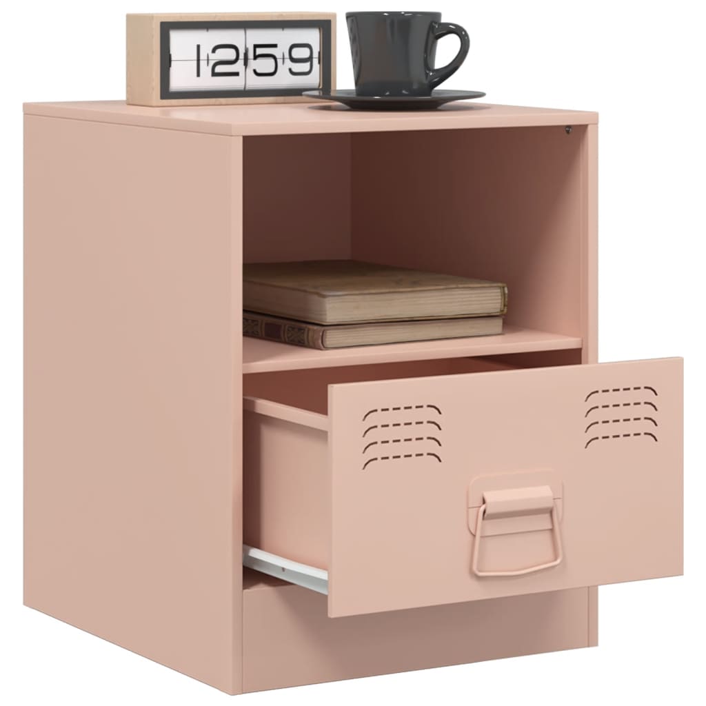 Nattbord 2 stk rosa 34,5x39x44 cm stål