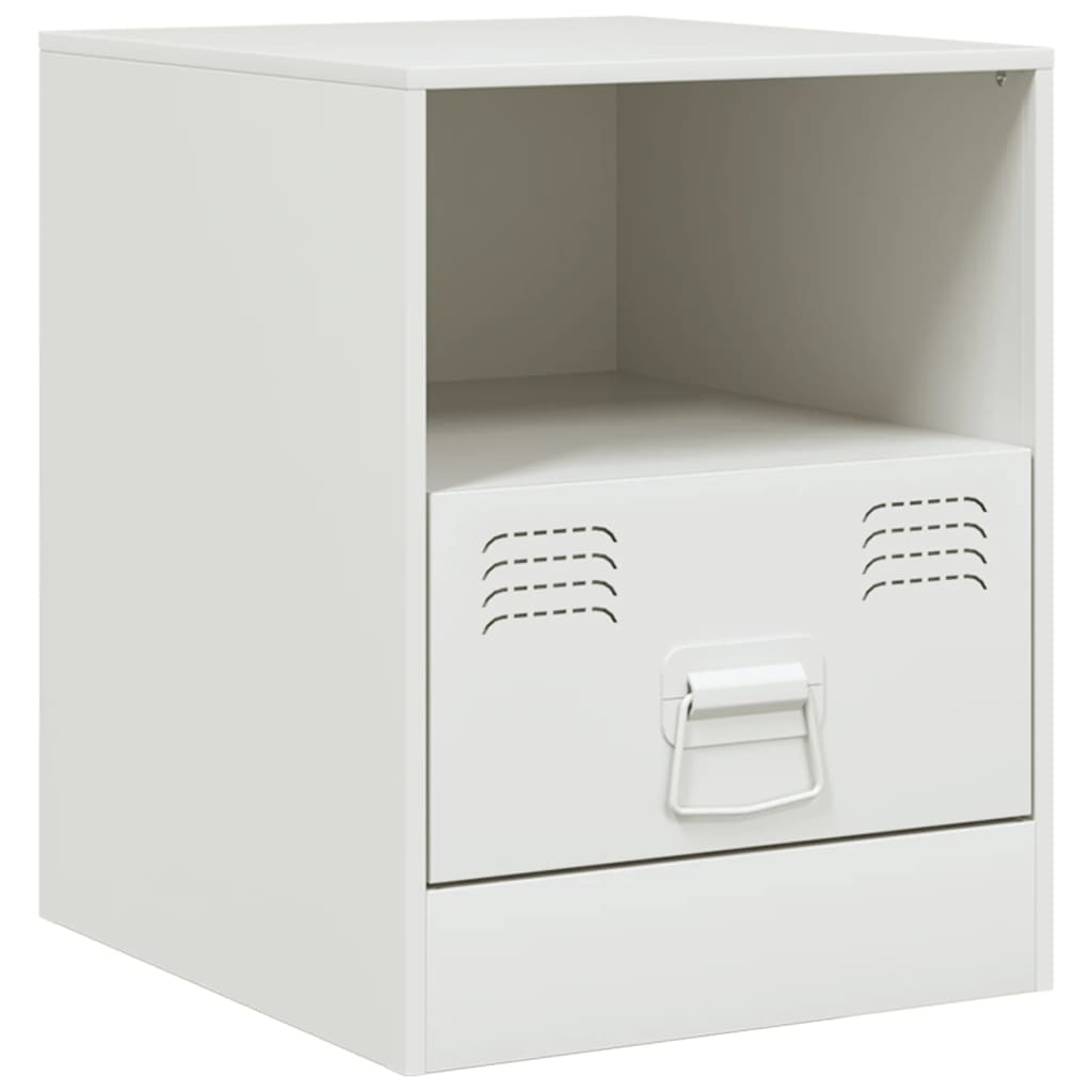 Nattbord hvit 34,5x39x44 cm stål