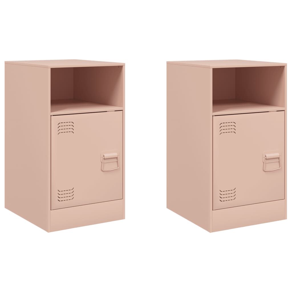 Nattbord 2 stk rosa 34,5x39x62 cm stål