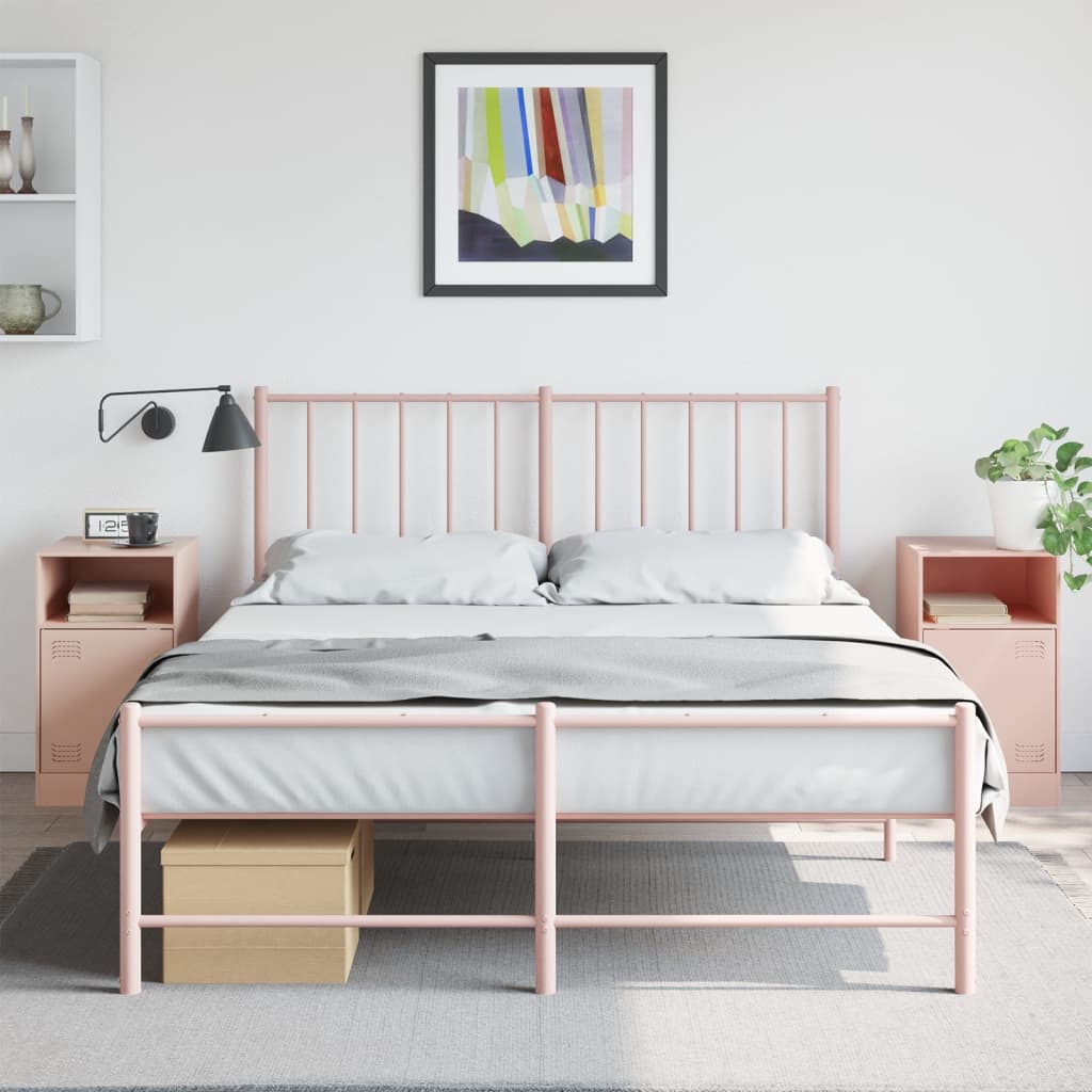 Nattbord 2 stk rosa 34,5x39x62 cm stål