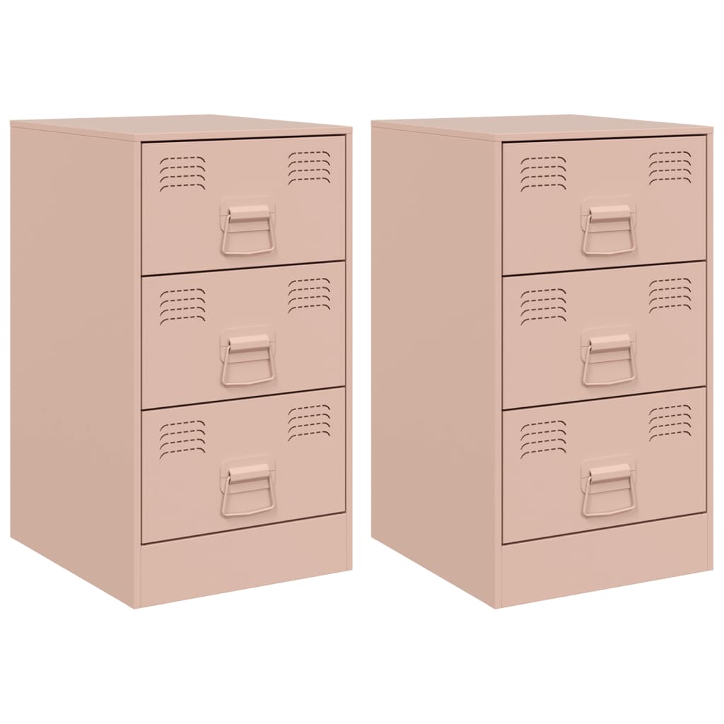 Nattbord 2 stk rosa 34,5x39x62 cm stål