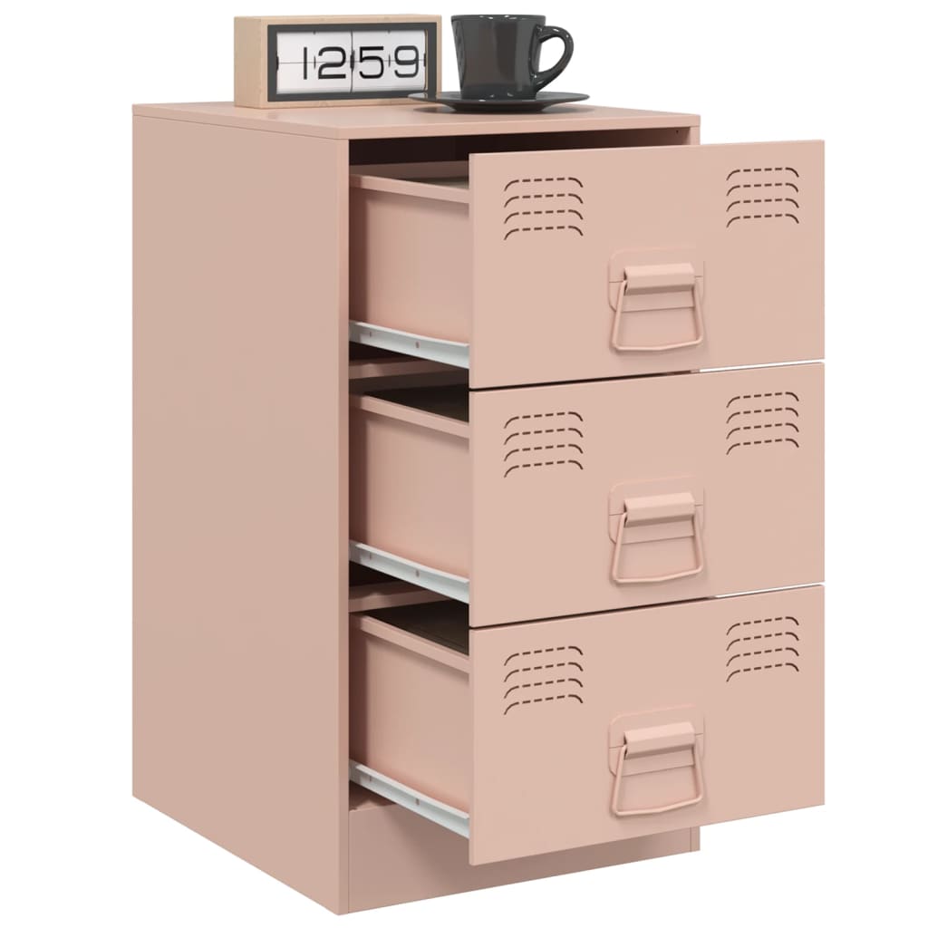 Nattbord 2 stk rosa 34,5x39x62 cm stål