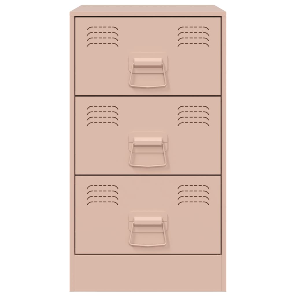 Nattbord 2 stk rosa 34,5x39x62 cm stål