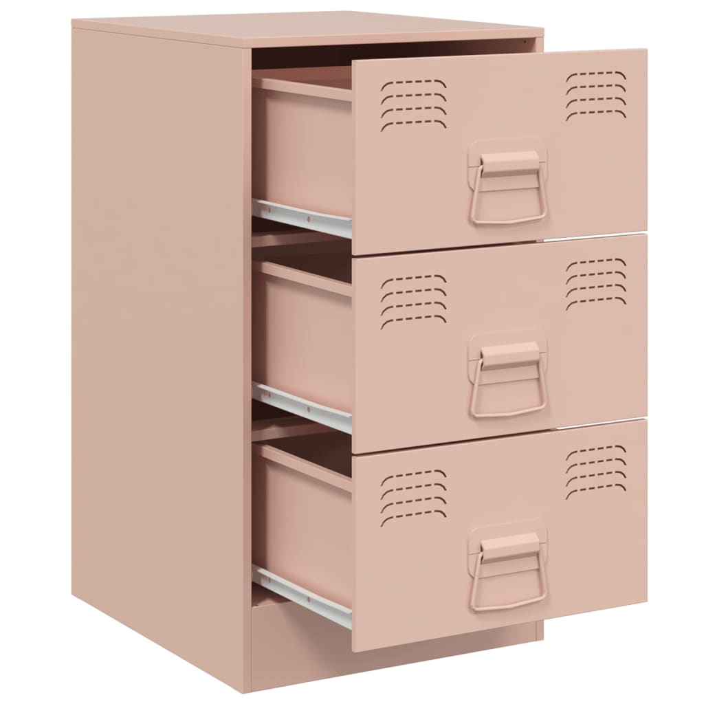 Nattbord 2 stk rosa 34,5x39x62 cm stål