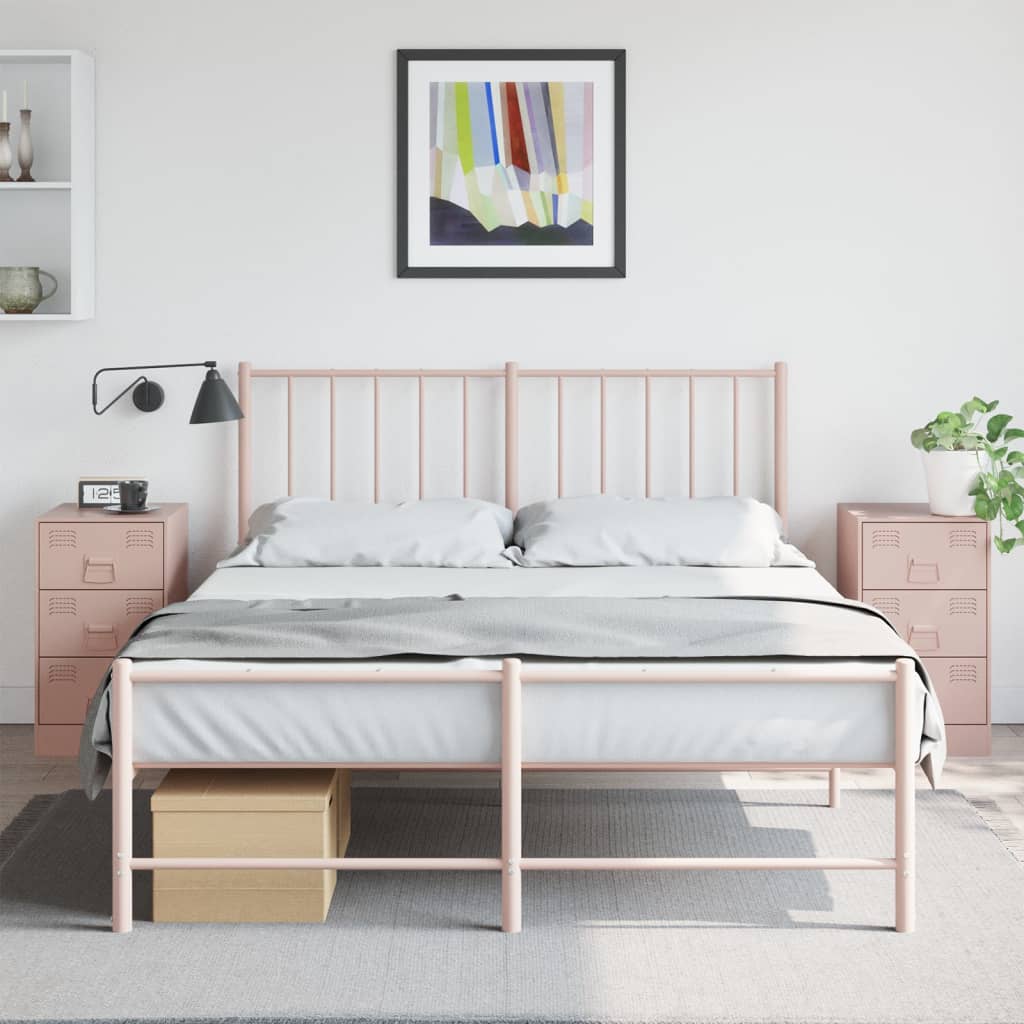 Nattbord 2 stk rosa 34,5x39x62 cm stål