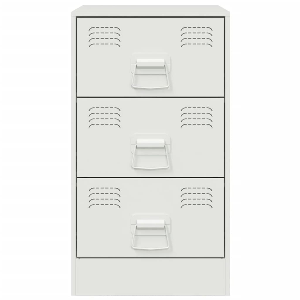 Nattbord hvit 34,5x39x62 cm stål