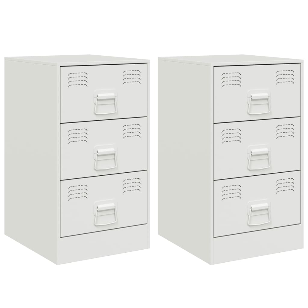 Nattbord 2 stk hvit 34,5x39x62 cm stål