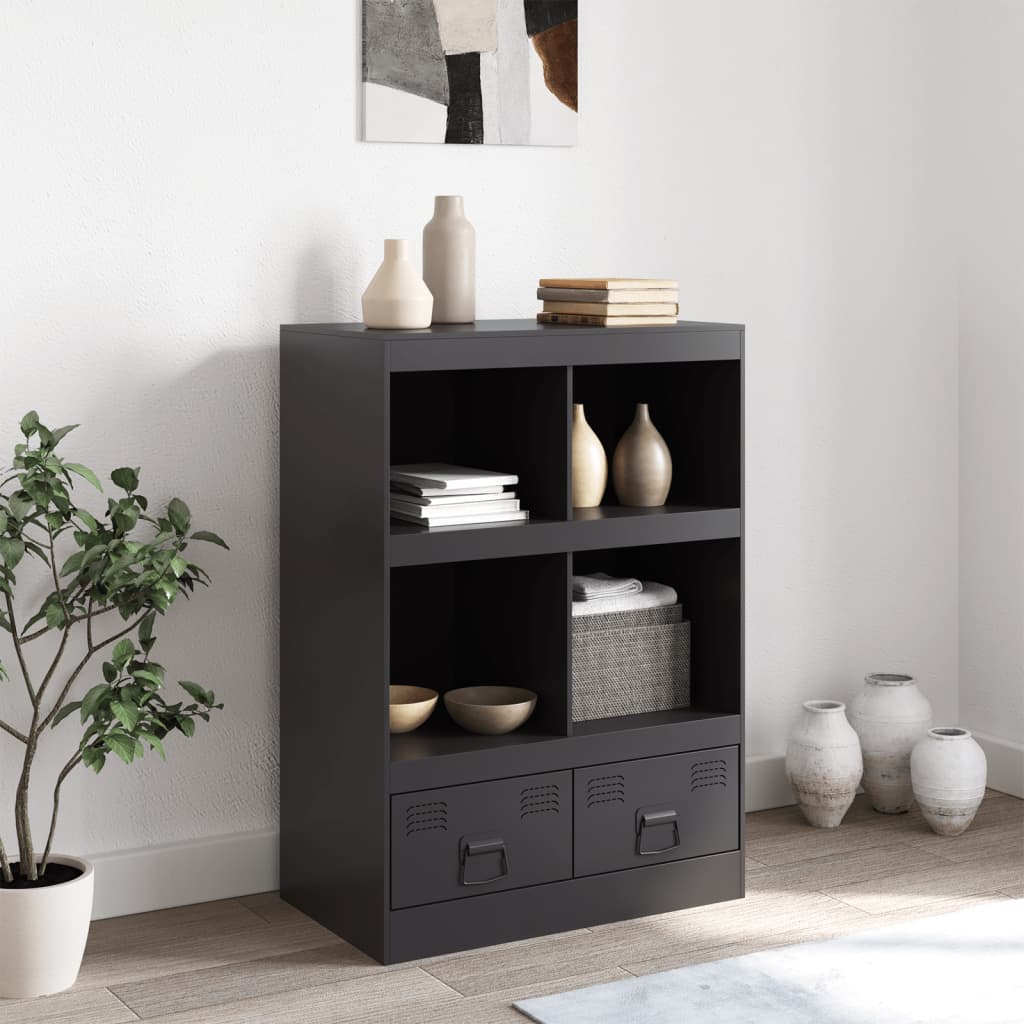 Highboard svart 67x39x95 cm stål