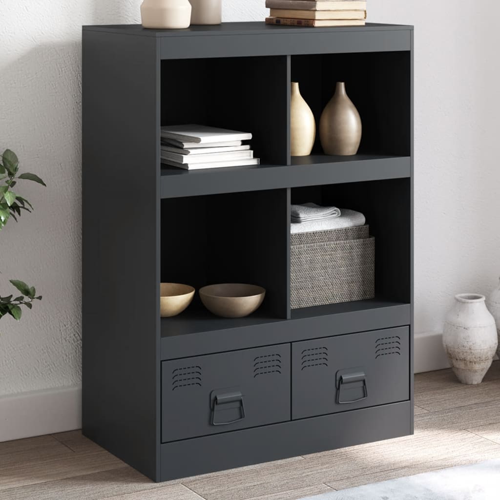 Highboard antrasitt 67x39x95 cm stål