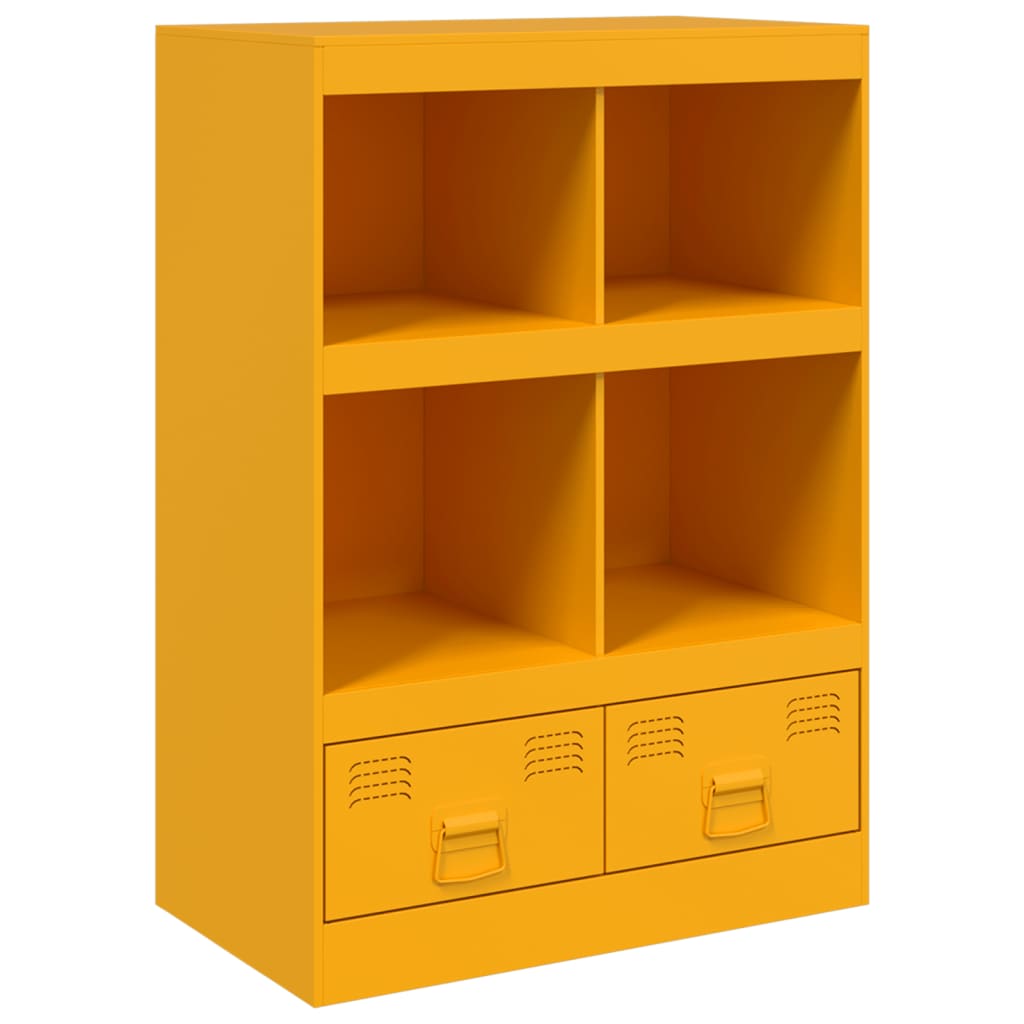 Highboard sennepsgul 67x39x95 cm stål