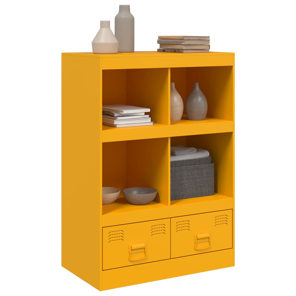 Highboard sennepsgul 67x39x95 cm stål