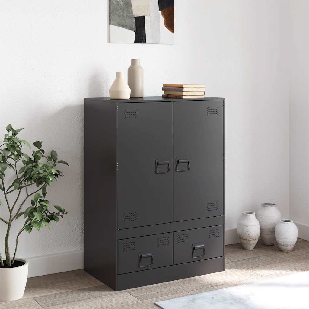 Highboard svart 67x39x95 cm stål vidaXL