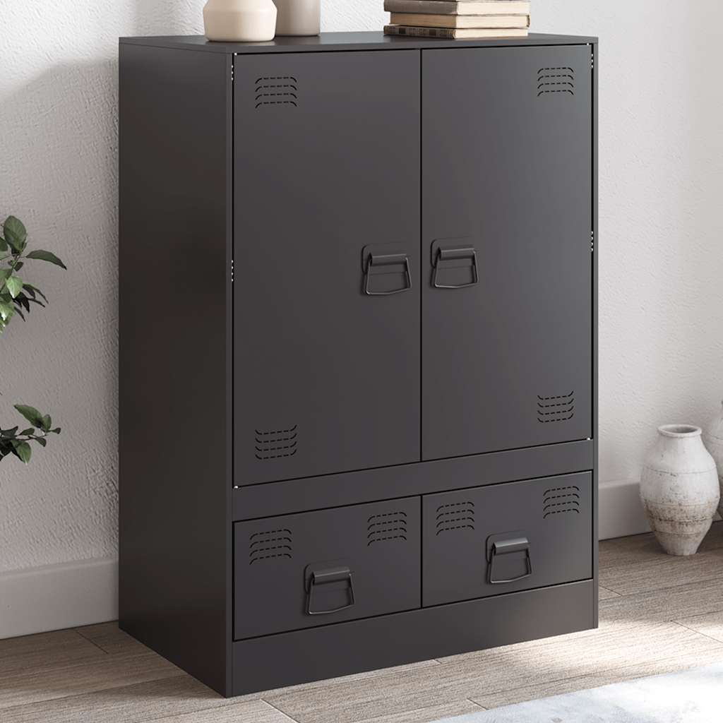 Highboard svart 67x39x95 cm stål vidaXL