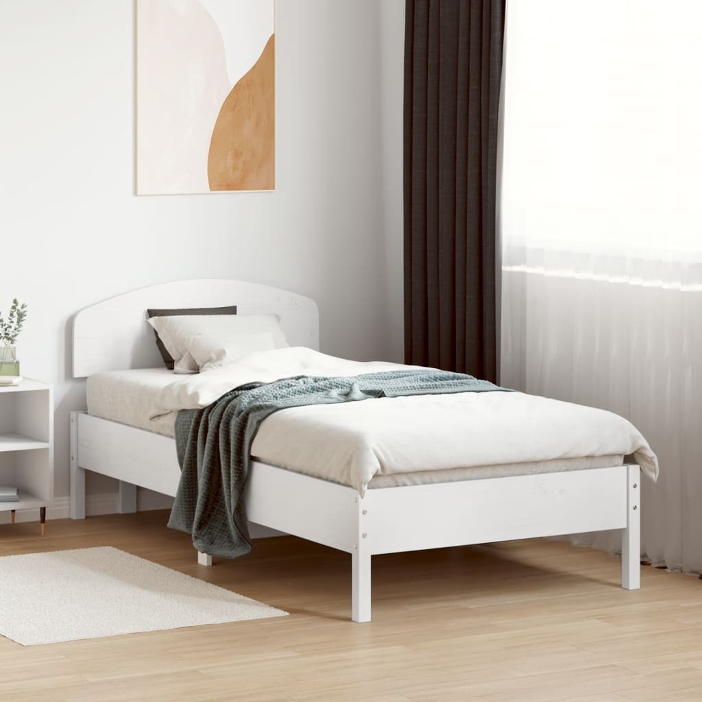 Sengegavl hvit 75 cm heltre furu