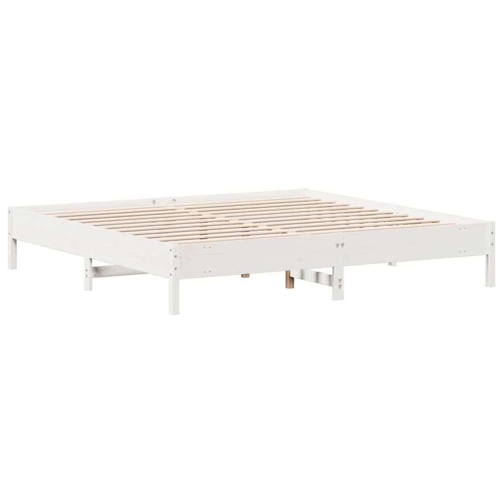 Sengeramme med madrass hvit 200x200 cm heltre furu