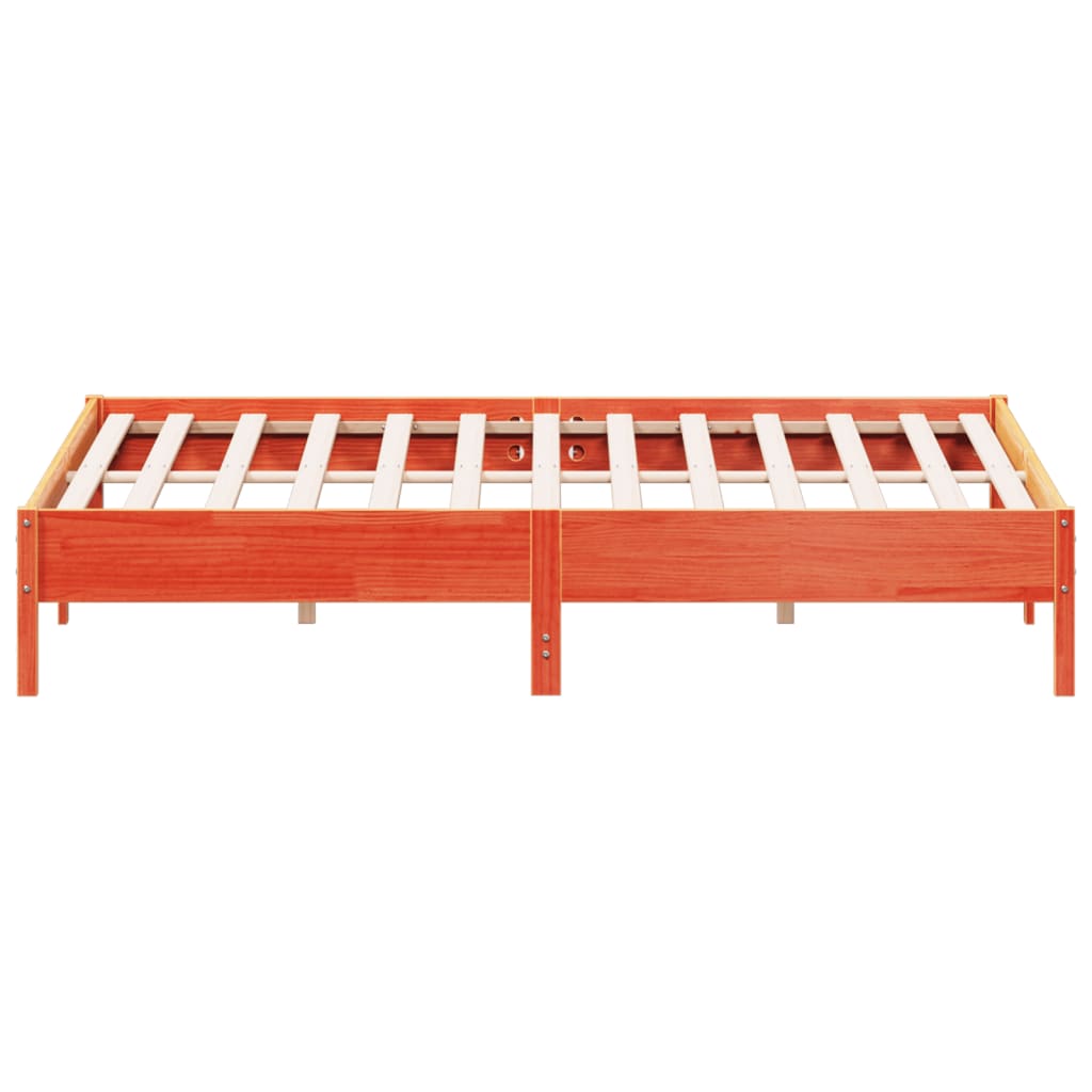 Sengeramme uten madrass voksbrun 200x200 cm heltre furu