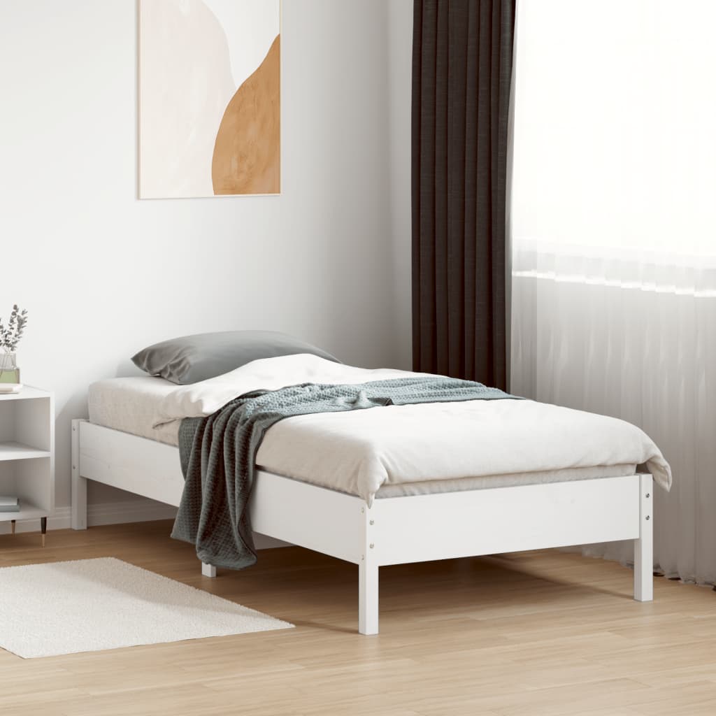 Sengeramme uten madrass hvit 90x190 cm heltre furu
