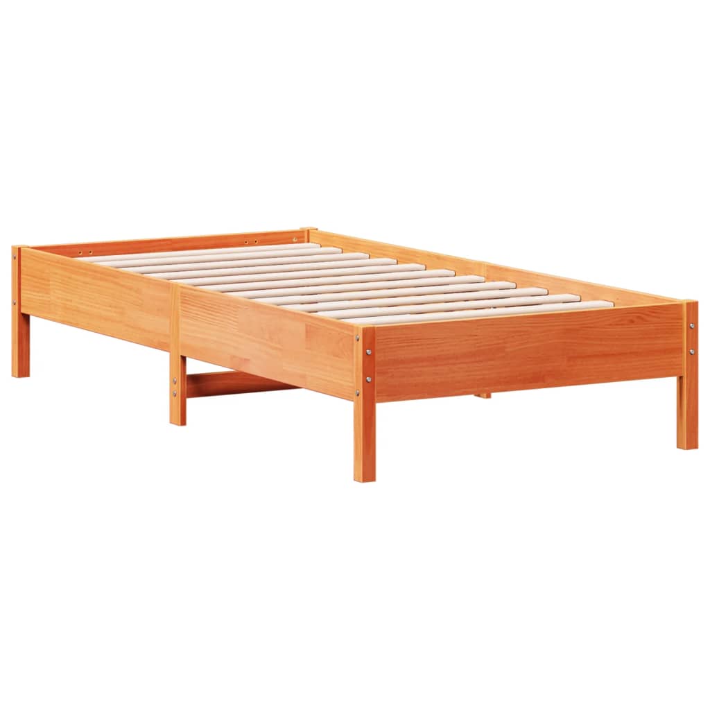 Sengeramme uten madrass voksbrun 75x190 cm heltre furu