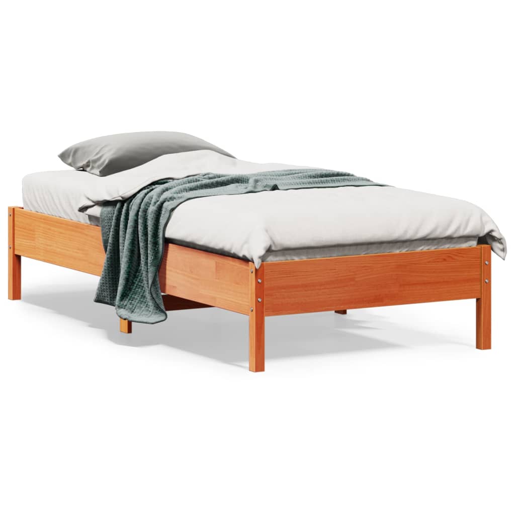 Sengeramme uten madrass voksbrun 75x190 cm heltre furu