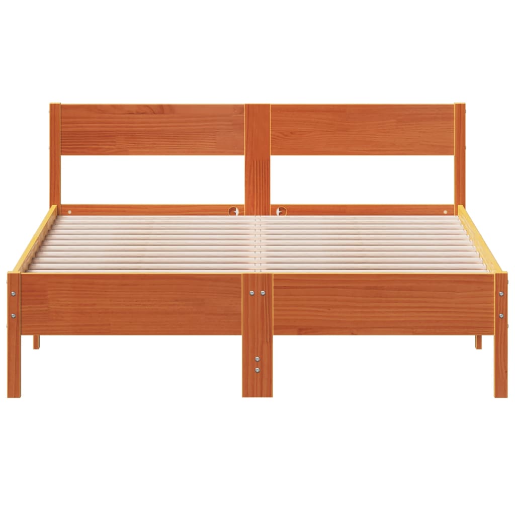Sengeramme uten madrass voksbrun 140x190 cm heltre furu