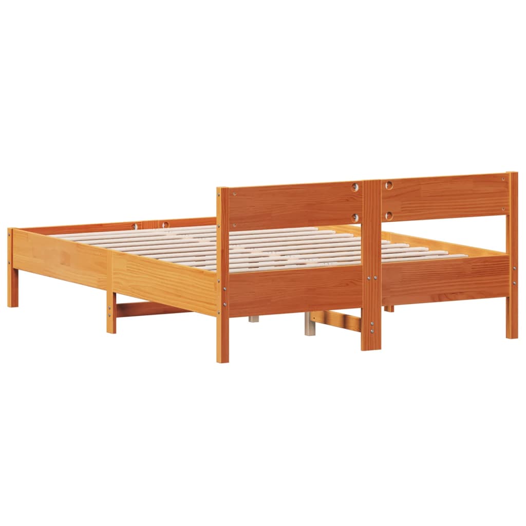 Sengeramme uten madrass voksbrun 140x190 cm heltre furu