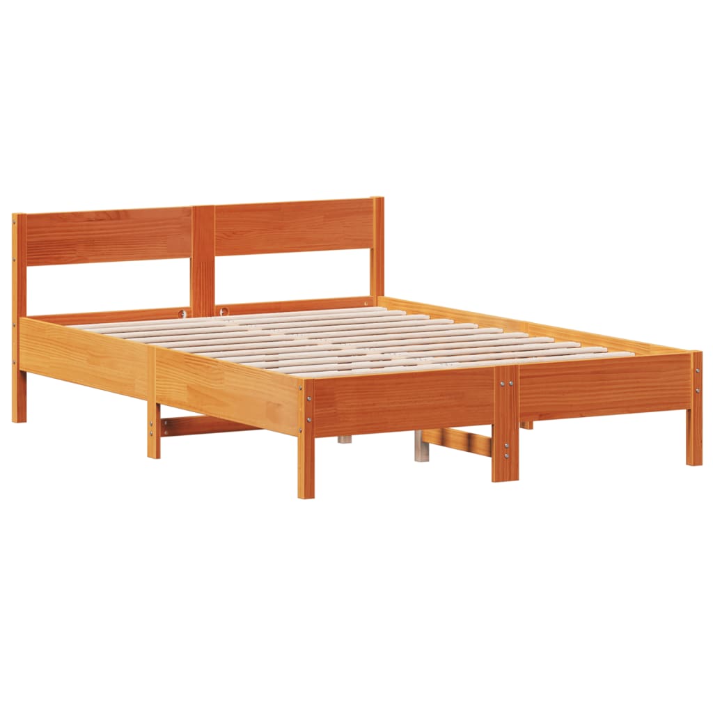 Sengeramme uten madrass voksbrun 120x190 cm heltre furu