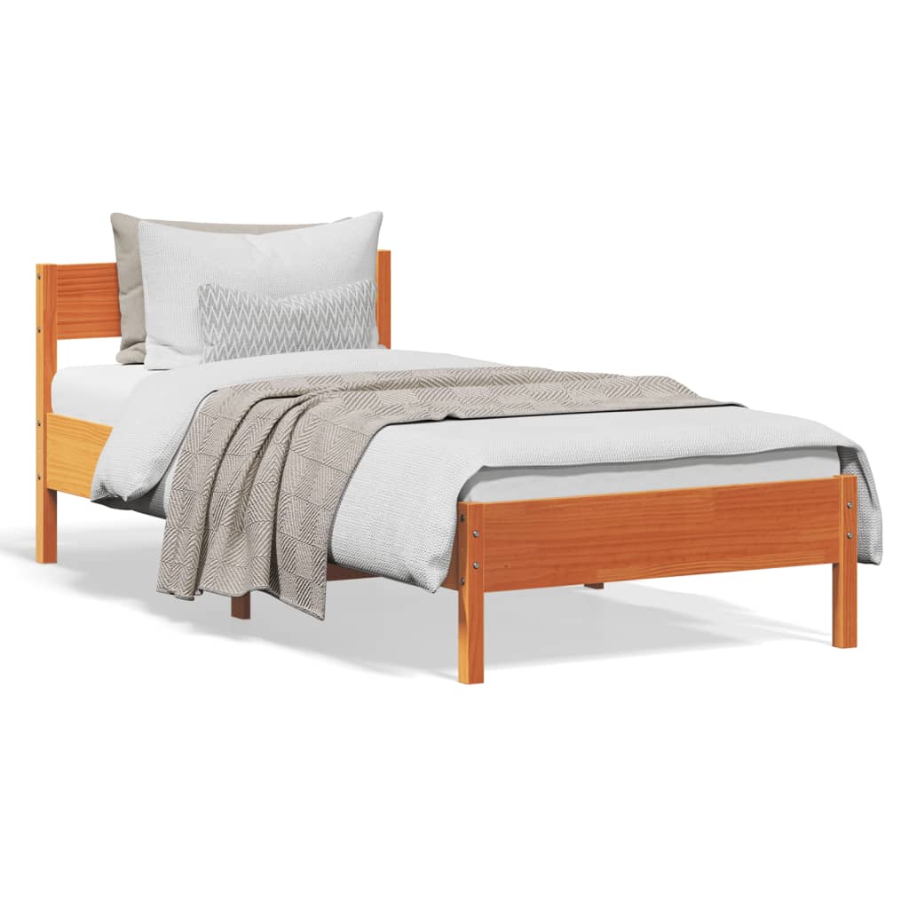 Sengeramme uten madrass voksbrun 90x190 cm heltre furu