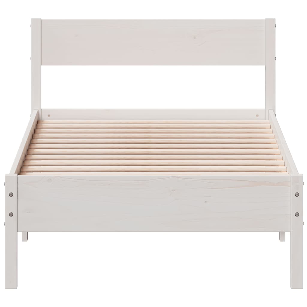 Sengeramme uten madrass hvit 75x190 cm heltre furu